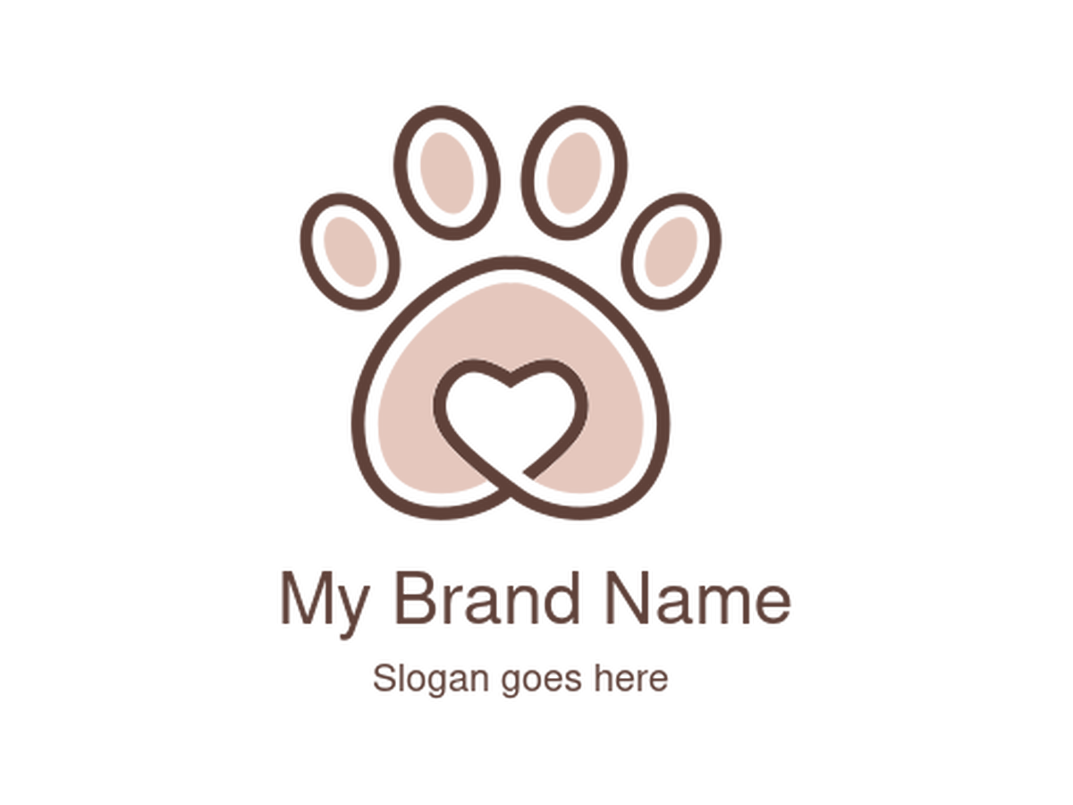 Cute Minimal Paw Print Logo with Heart Symbol – Ideal for Pet Care, Veterinary Clinics, and Animal Rescue Organizations